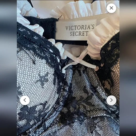 Victoria's Secret Sexy Little Things Lingerie 34B  Maid Outfit Pink Black Lace
