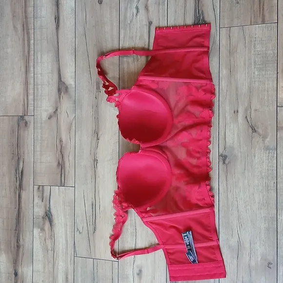 Victoria's Secret Very Sexy Red Lipstick Floral Luxury Corset Bustier. S…
