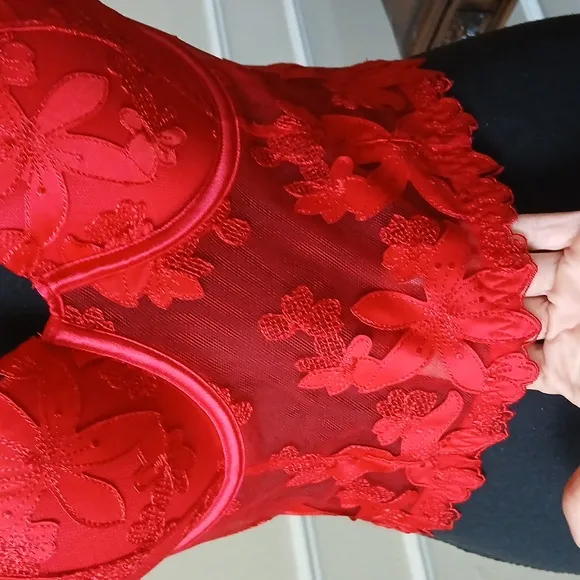 Victoria's Secret Very Sexy Red Lipstick Floral Luxury Corset Bustier. S…