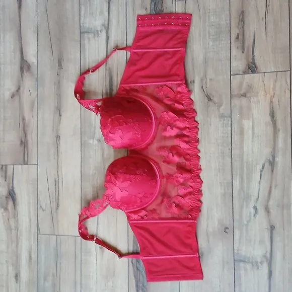 Victoria's Secret Very Sexy Red Lipstick Floral Luxury Corset Bustier. S…