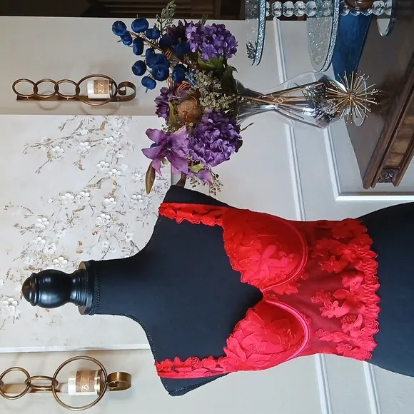 Victoria's Secret Very Sexy Red Lipstick Floral Luxury Corset Bustier. S…