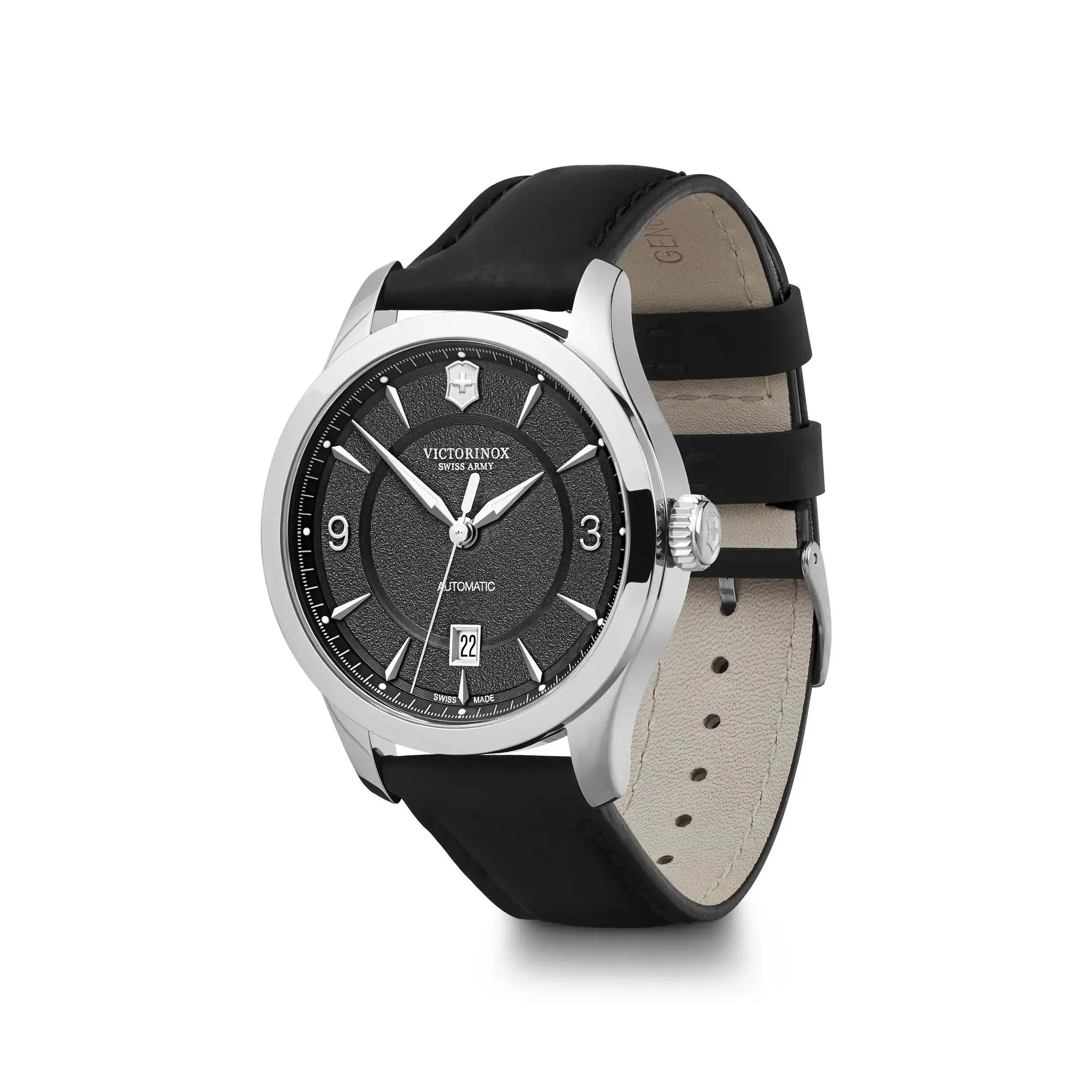 Victorinox Alliance Mechanical 40 Black Dial Black Leather Strap Men's Watch