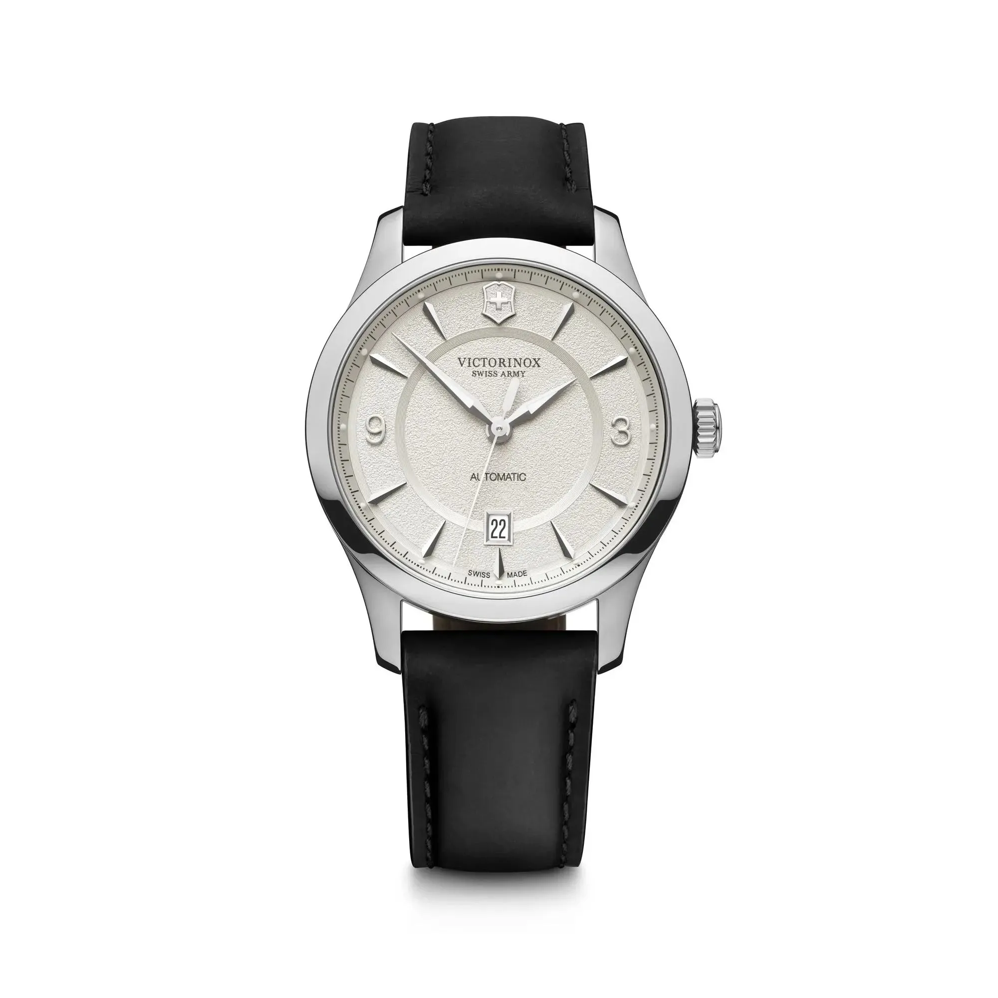 Victorinox Alliance Mechanical 40 Silver/White Dial Black Leather Strap Men's Watch