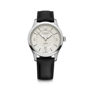 Victorinox Alliance Mechanical 40 Silver/White Dial Black Leather Strap Men's Watch