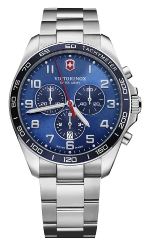 Victorinox Swiss Army FieldForce Classic Chronograph Stainless Steel Blue Dial Date Quartz Mens Watch 241901