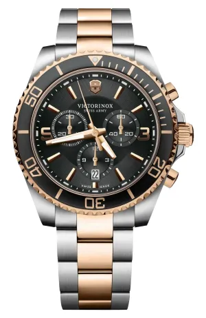 Victorinox Swiss Army Maverick Chronograph Two-Tone Stainless Steel Black Dial Date Quartz Mens Watch 241952