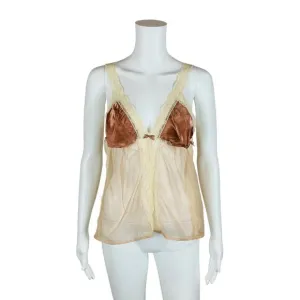 Vintage 80s Lingerie Top Cone Bra Nylon Camisole Neglige A Nuit OS