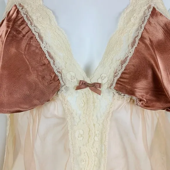 Vintage 80s Lingerie Top Cone Bra Nylon Camisole Neglige A Nuit OS