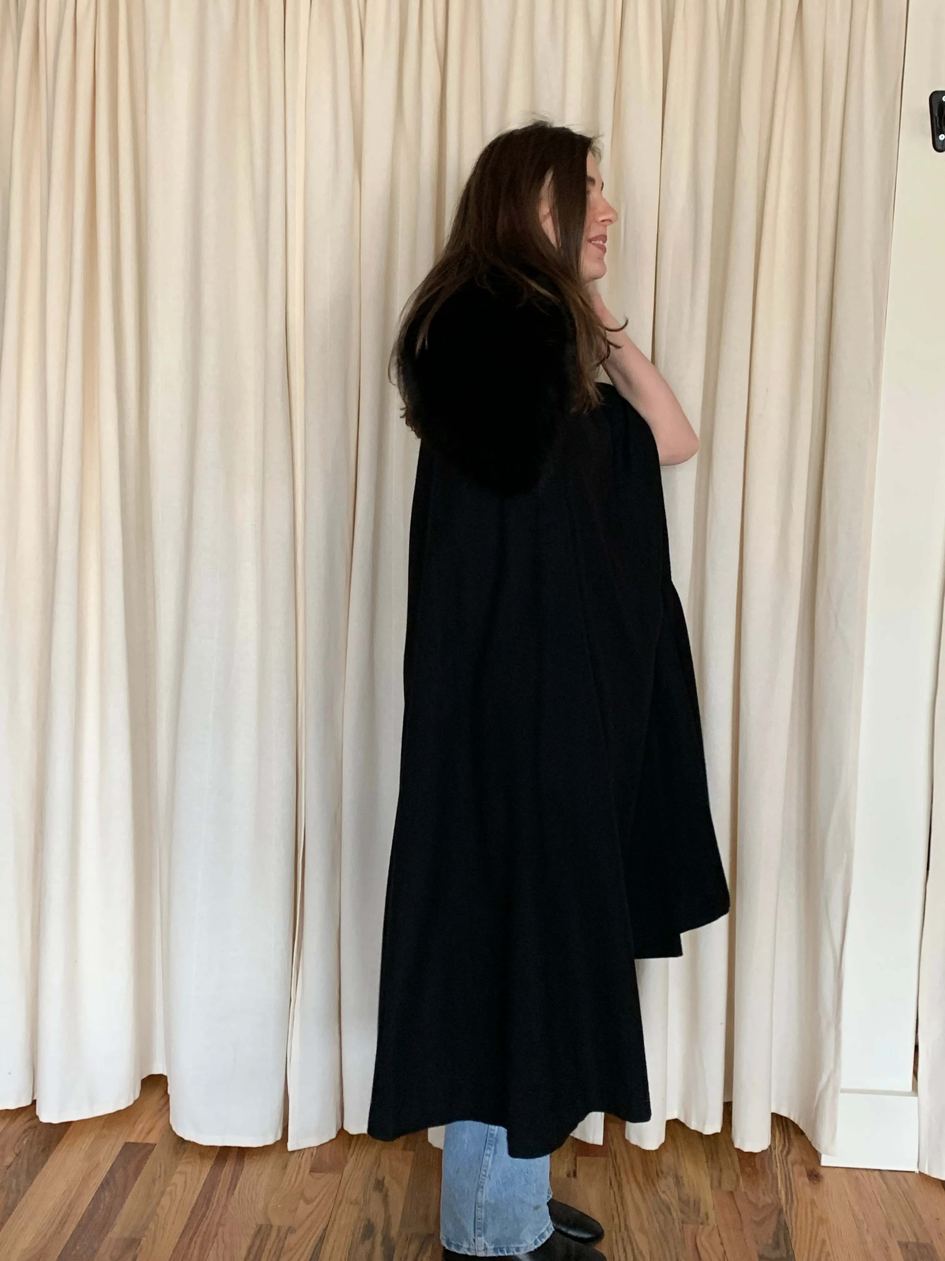 Vintage fur trim cape