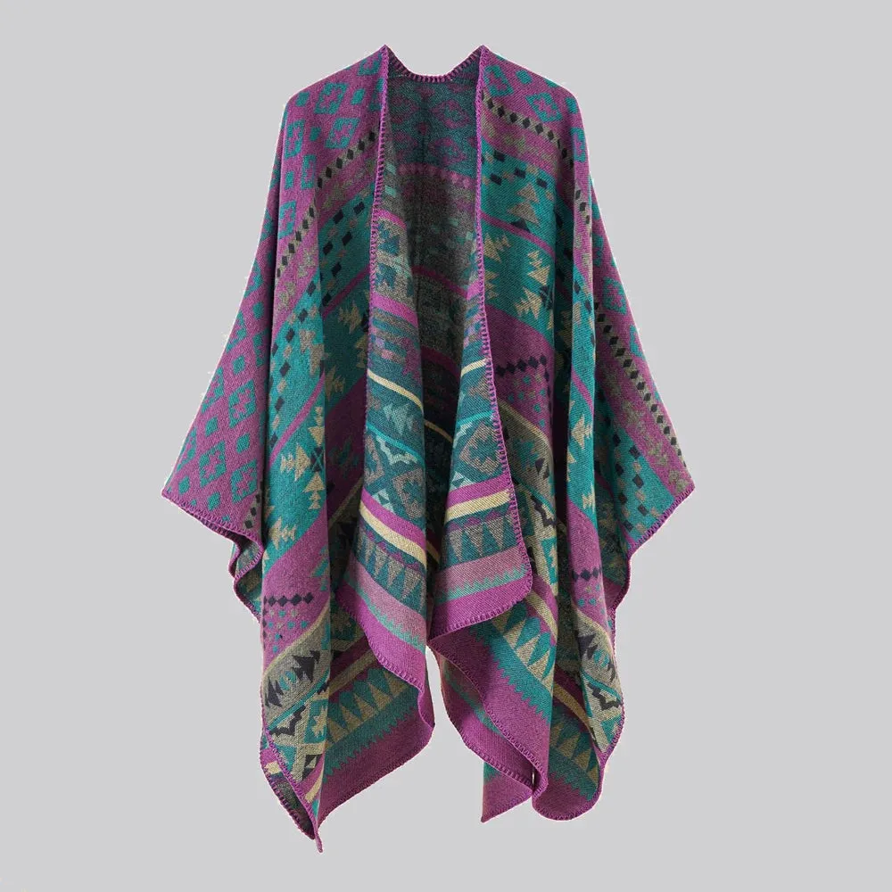 Vintage Jacquard Cape: Timeless Elegance for Autumn & Winter