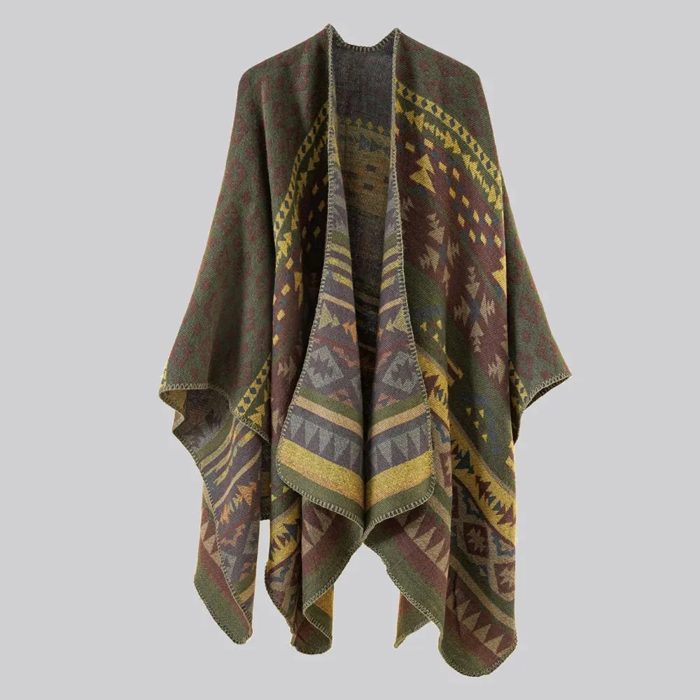 Vintage Jacquard Cape: Timeless Elegance for Autumn & Winter