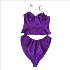 Vintage Victoria's Secret Cami Panties Lingerie Set Purple L Gold Label