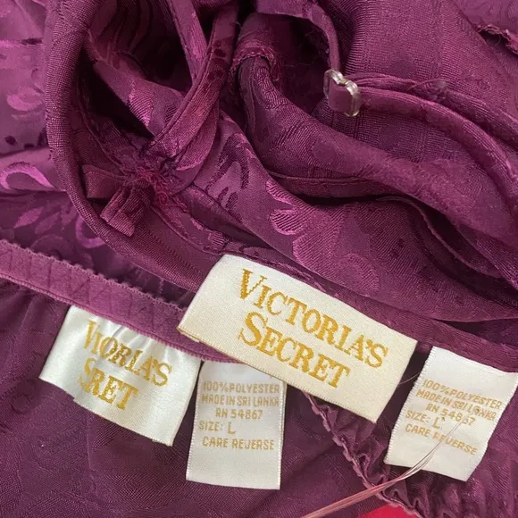 Vintage Victoria's Secret Cami Panties Lingerie Set Purple L Gold Label