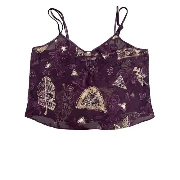 VTG Lingerie Robe Camisole Set Purple Tahitian Goddess USA California Dynasty