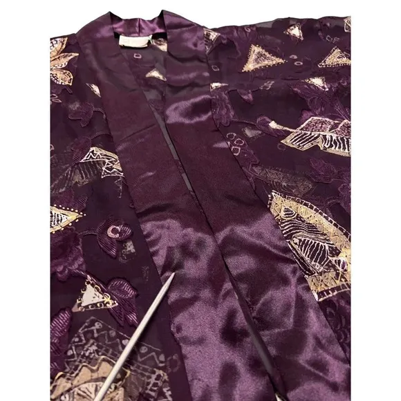 VTG Lingerie Robe Camisole Set Purple Tahitian Goddess USA California Dynasty