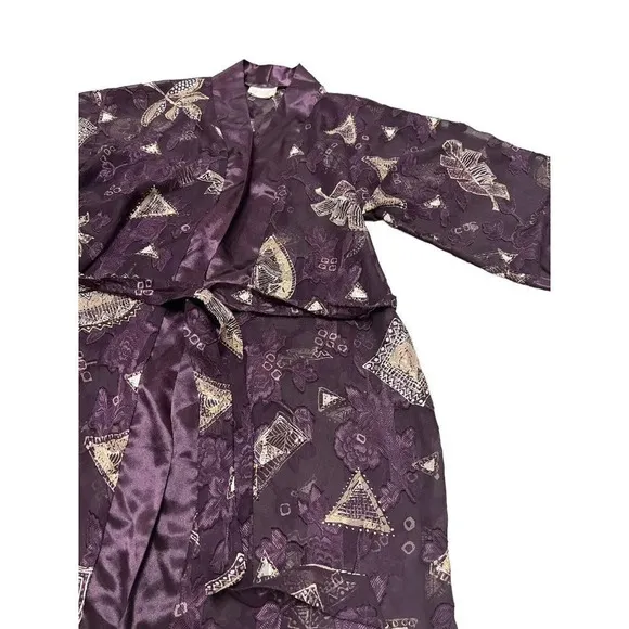 VTG Lingerie Robe Camisole Set Purple Tahitian Goddess USA California Dynasty