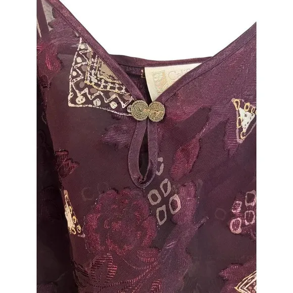 VTG Lingerie Robe Camisole Set Purple Tahitian Goddess USA California Dynasty