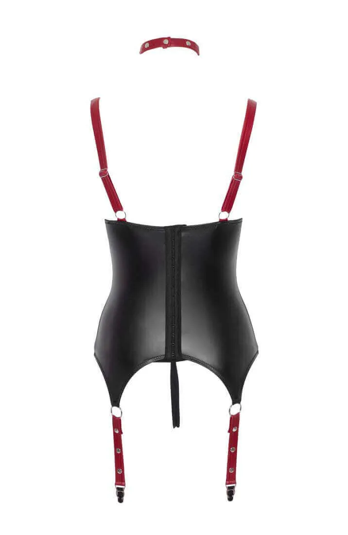 Wet look shelf bustier & crotchless panty - Savage Seduction