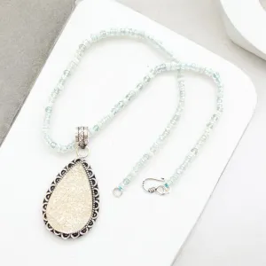 White Druzy Pendant Necklace