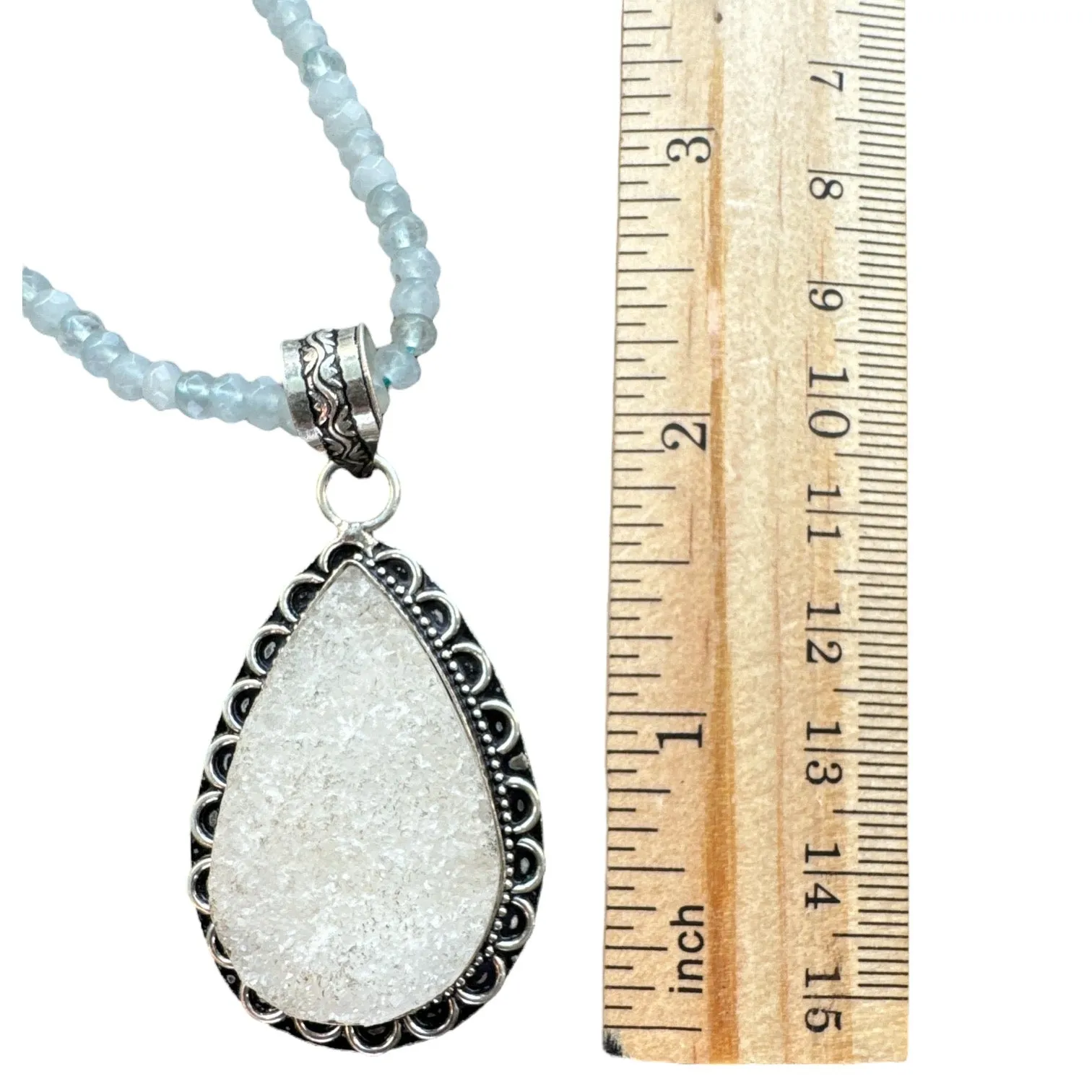 White Druzy Pendant Necklace