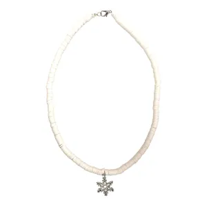 White w/Snowflake Beaded Necklace