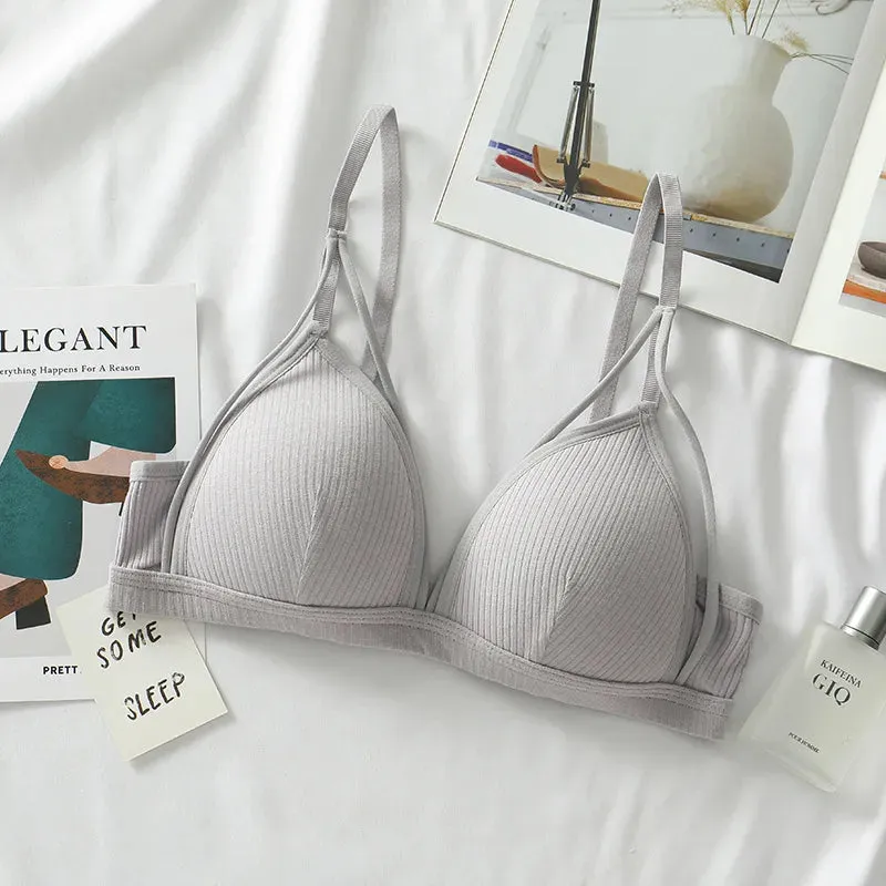 Women's Cotton Push Up Bralette - Sexy Lingerie with Deep V, Backless Design & Thin Pads