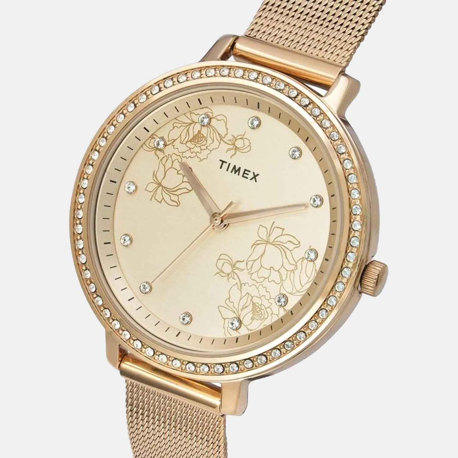 Women's Rose Gold Analog Stainless Steel Watch TWEL14701