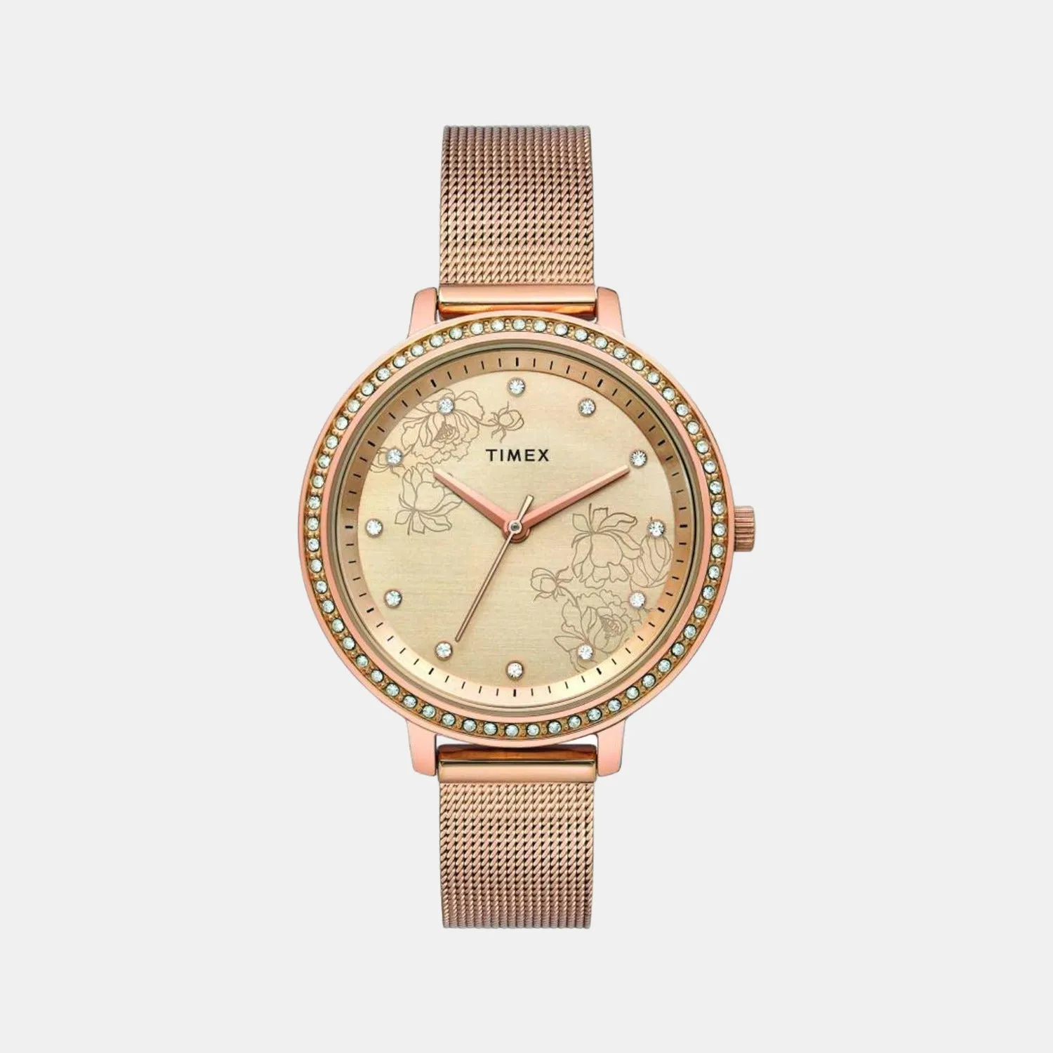Women's Rose Gold Analog Stainless Steel Watch TWEL14701