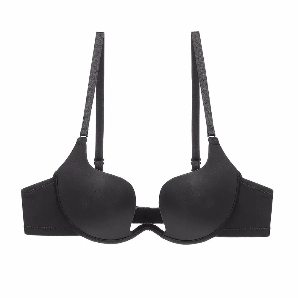 Women's Seamless Traceless Open Cup Push Up Deep U Backless Invisible Bra - 1PCS
