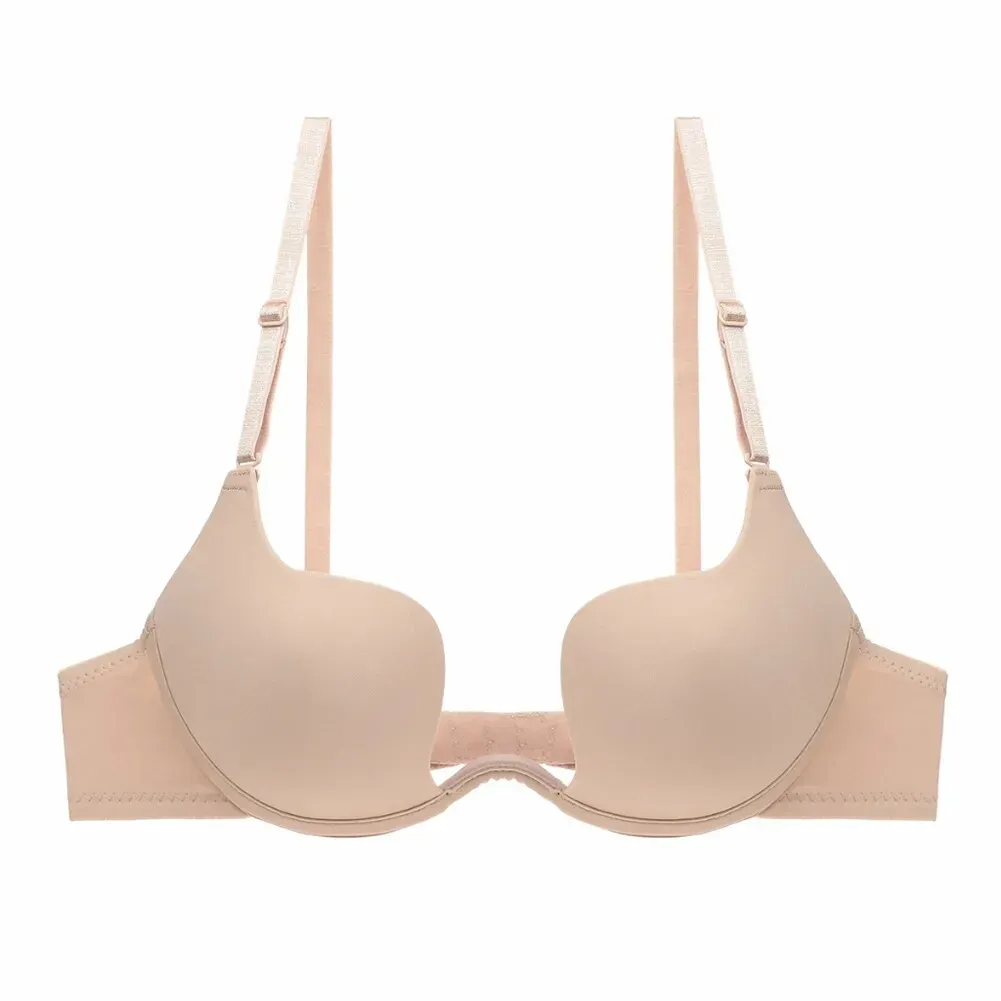 Women's Seamless Traceless Open Cup Push Up Deep U Backless Invisible Bra - 1PCS