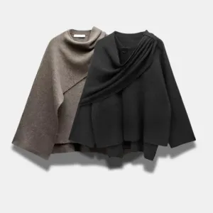 Women’s Soft Draped Cape – Elegant, Lightweight & Mid-Length for Autumn/Winter