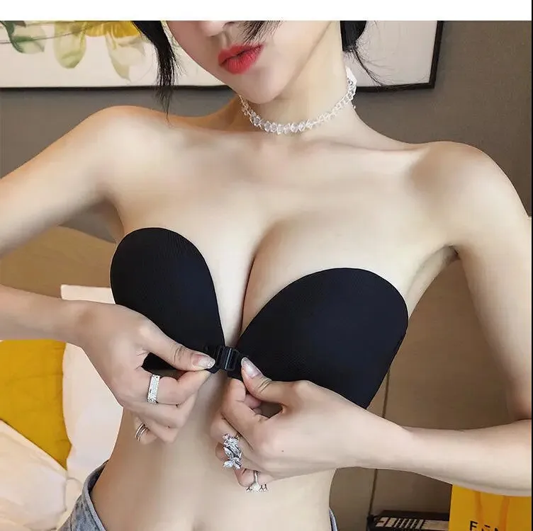 Women's Wireless Sticky Bra - Sexy Backless, Seamless, Invisible with Front Closure & Push Up