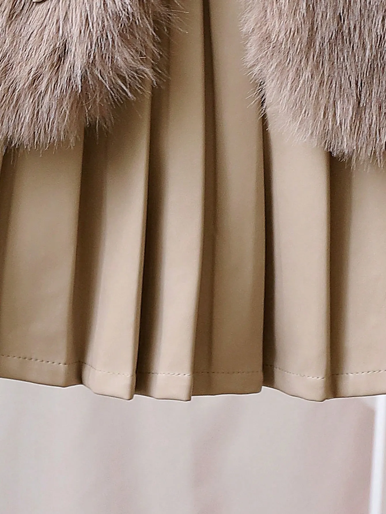 Young Girl 3pcs Fashionable Wool Vest Coat, Long Sleeve Knit Top And Half-Body Leather Skirt Set, Spring & Autumn FD
