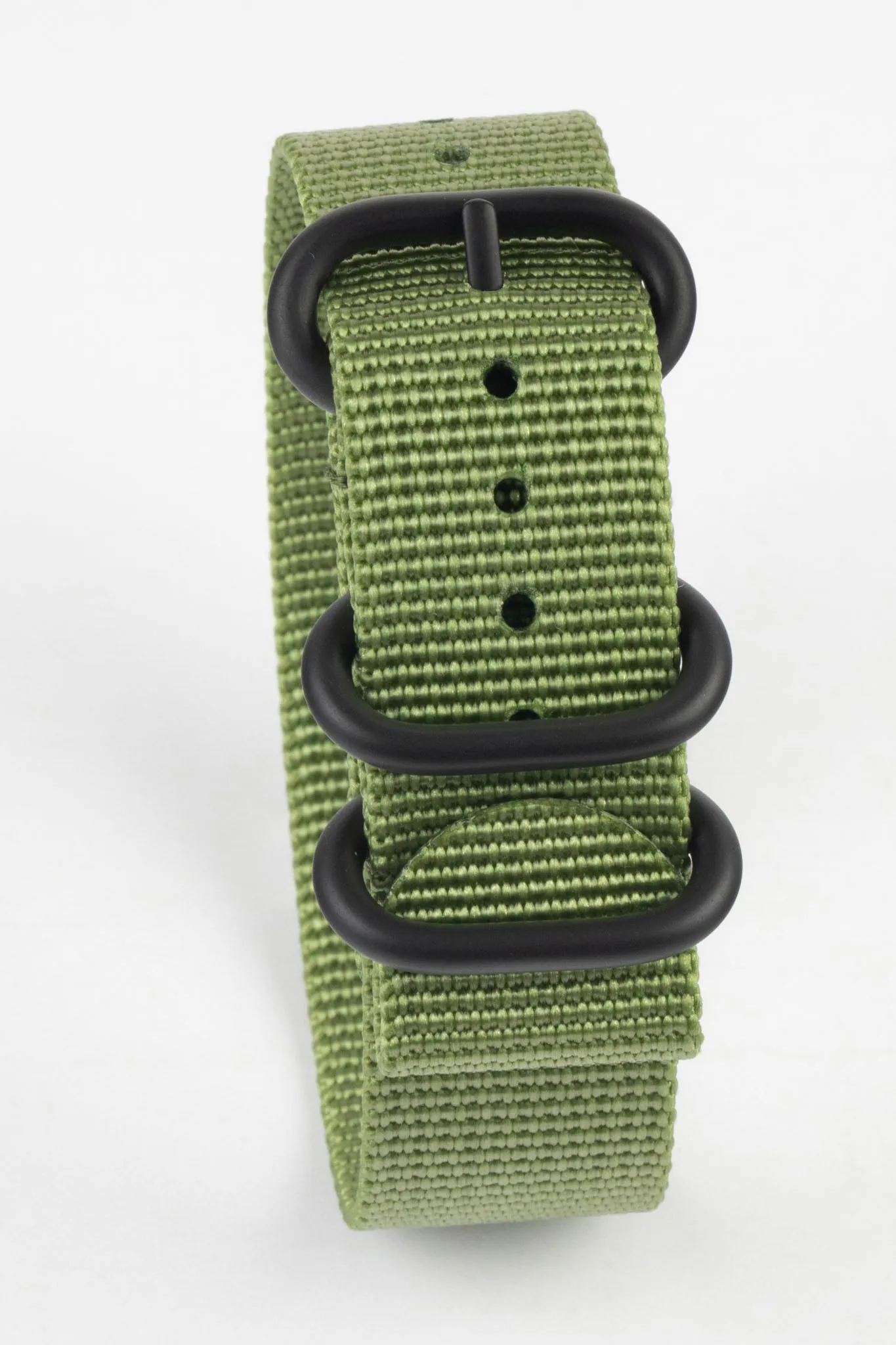 ZULU Nylon Watch Strap with 3 PVD Rings in ARMY GREEN