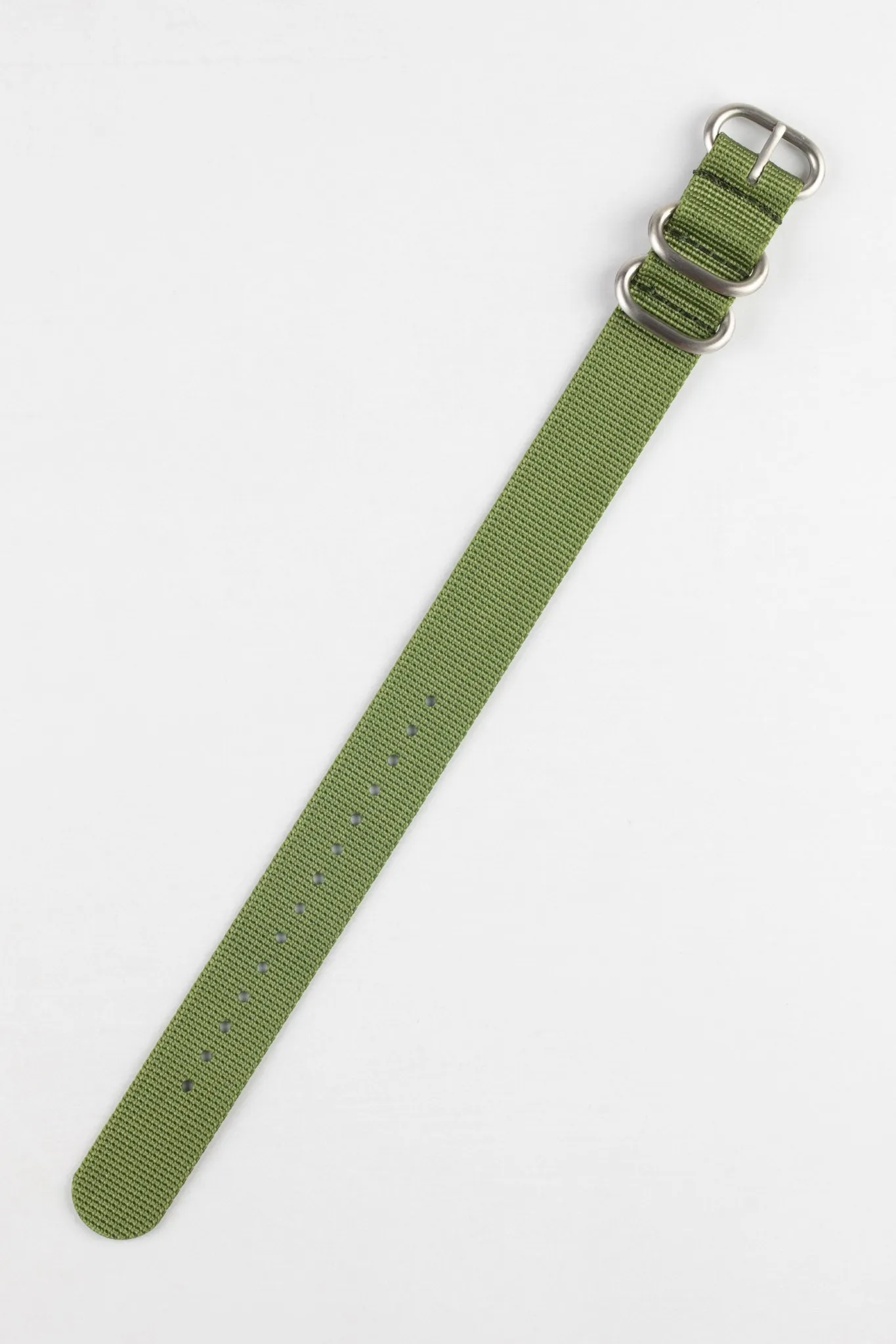 ZULU Nylon Watch Strap with 3 Steel Rings in ARMY GREEN