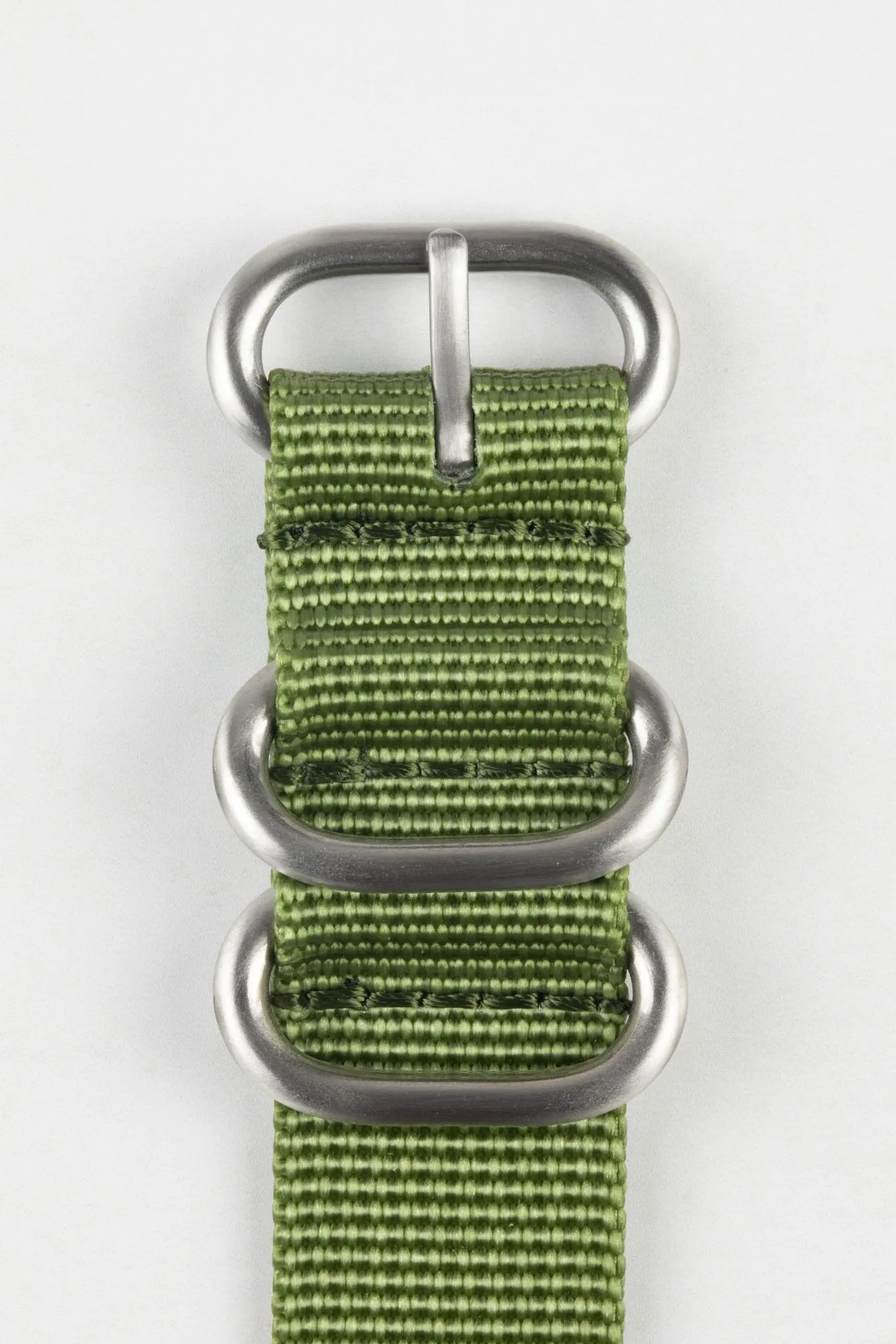 ZULU Nylon Watch Strap with 3 Steel Rings in ARMY GREEN