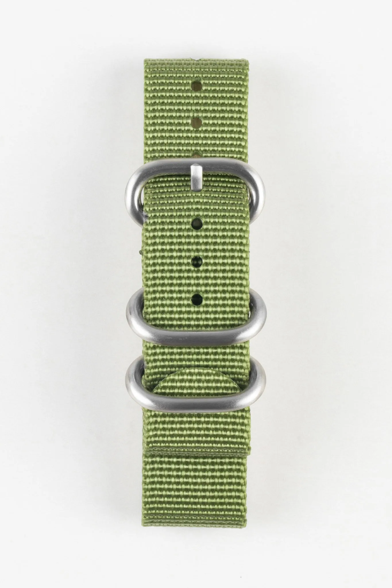 ZULU Nylon Watch Strap with 3 Steel Rings in ARMY GREEN
